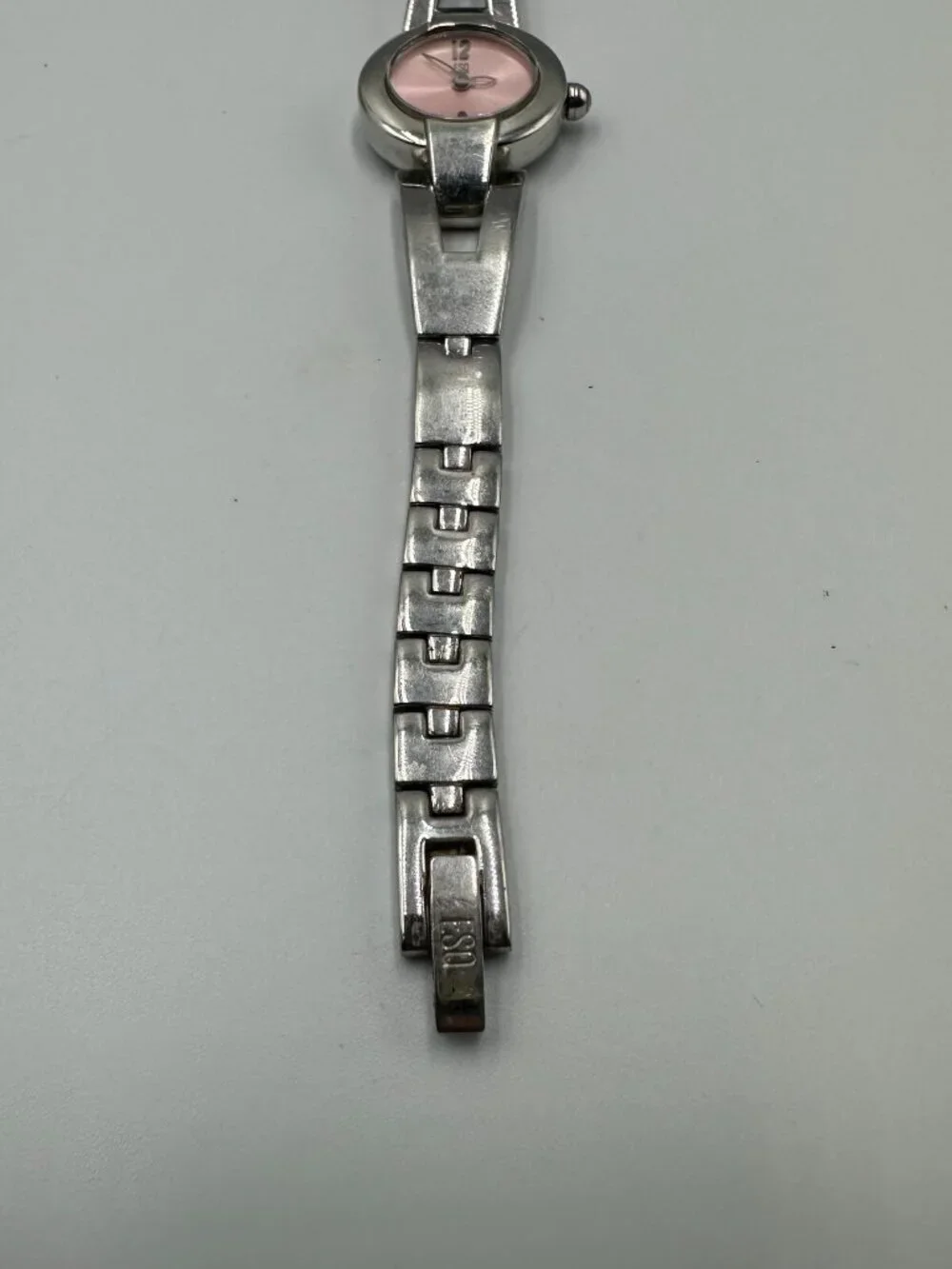 ESQ Watch Women Silver Tone Pink Dial 22MM Round Swiss New Battery 7.25 Inch